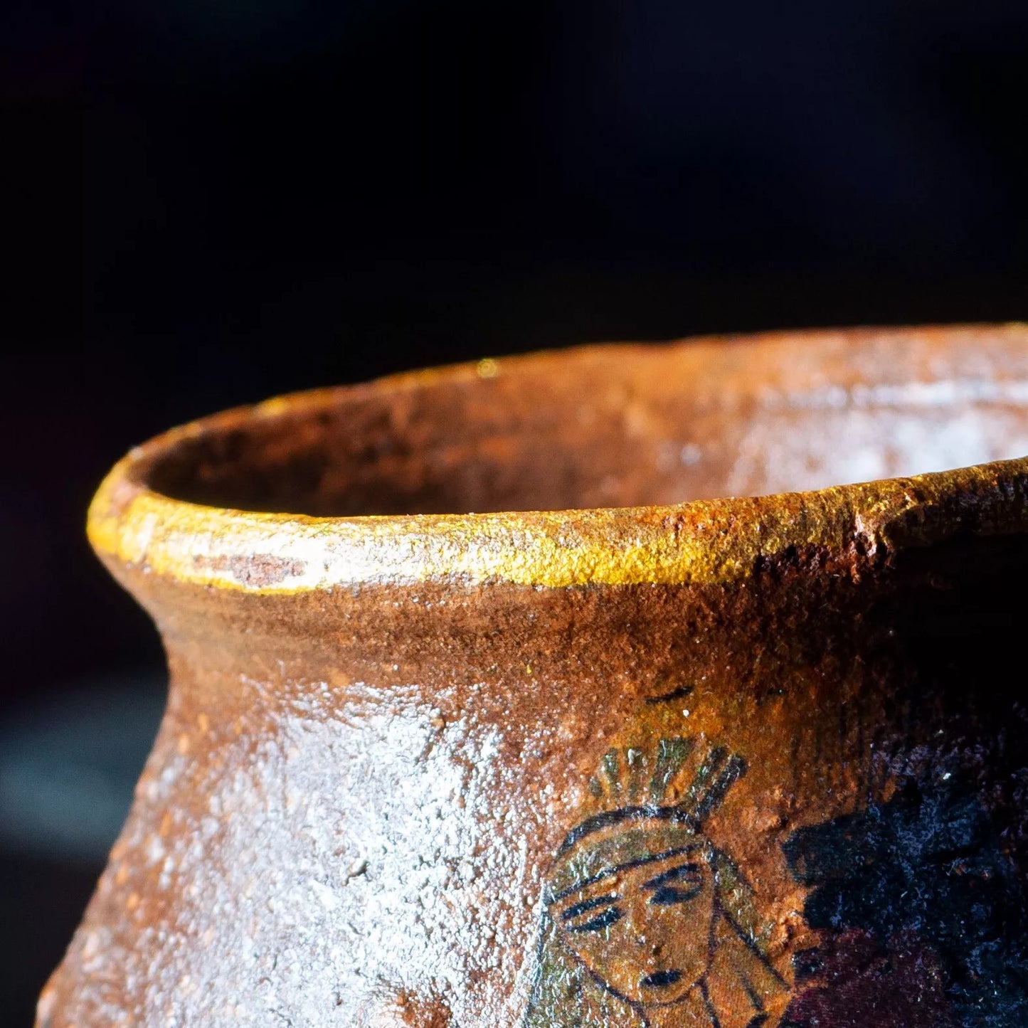 Clay Egyptian Pottery Vase Antique Style Decorative Collectible with Stand - Giftianza