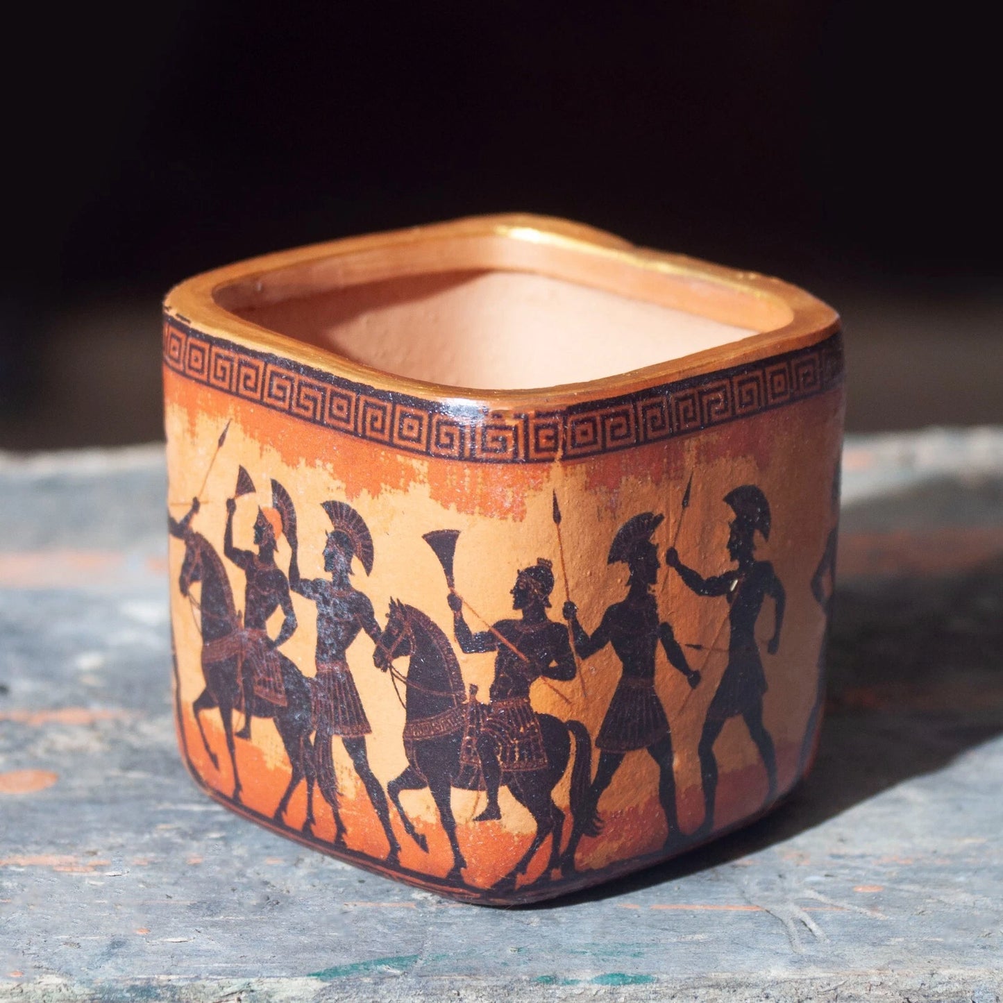 Greek Museum Replica Clay Pottery Mini Vase Uniqe Decorative Collectible 7cmX7cm - Giftianza