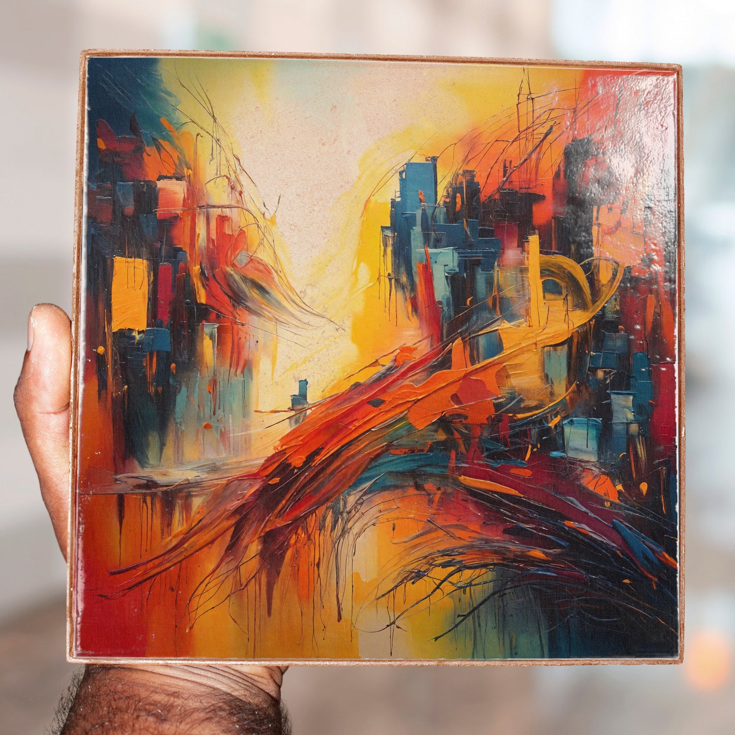 Wall Decor Art, Unique Luxury Abstract Print on Clay Tile Plaque Newly Launched - Giftianza