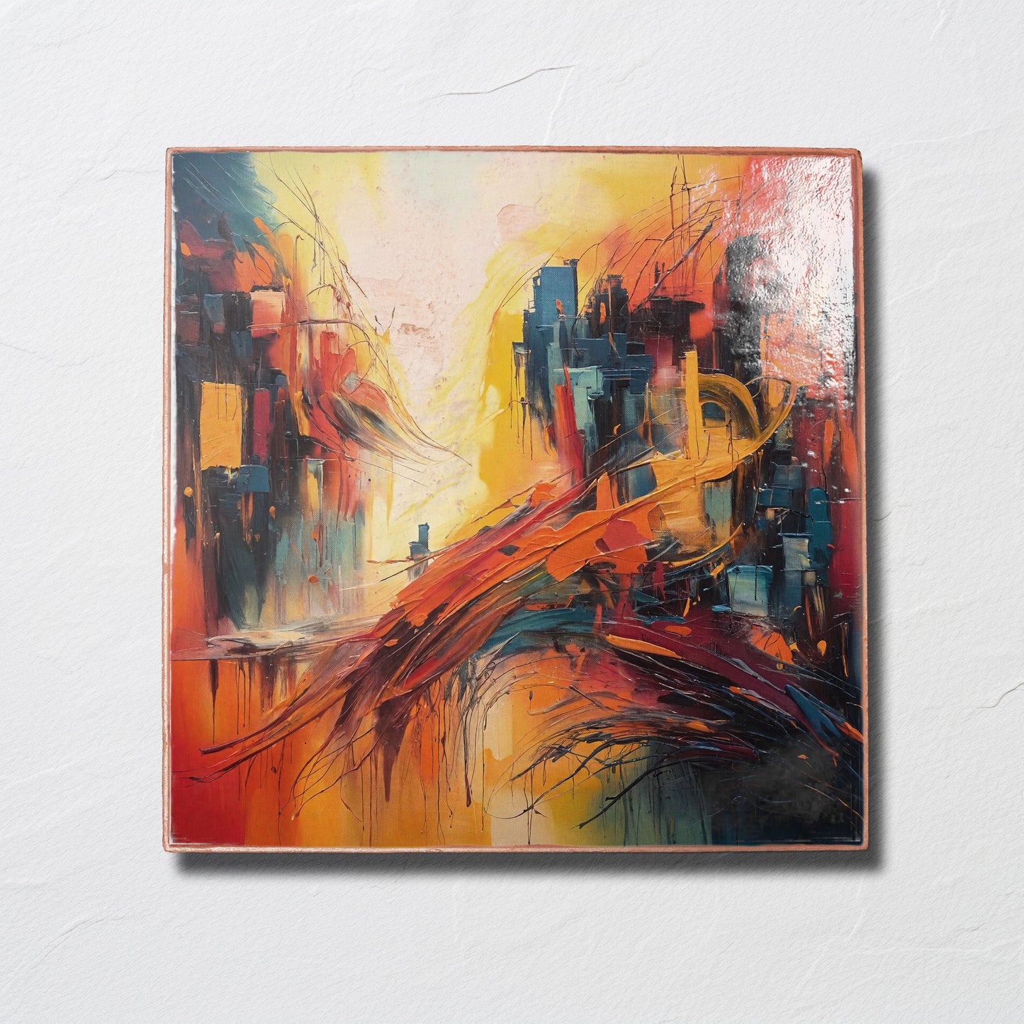 Wall Decor Art, Unique Luxury Abstract Print on Clay Tile Plaque Newly Launched - Giftianza