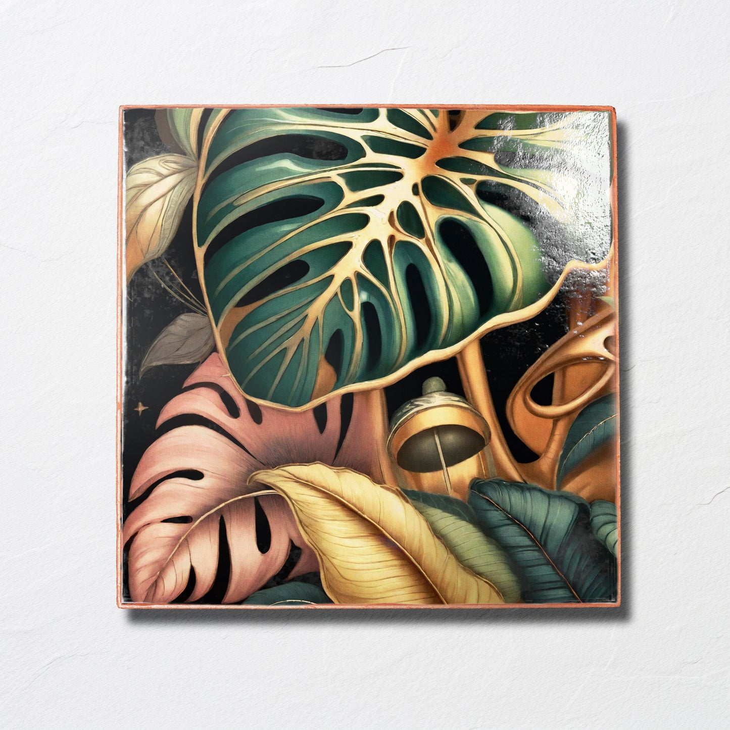 Handmade Tropical Wall Art, Printed Ceramic Clay Picture Tile Home Décor 20x20cm - Giftianza