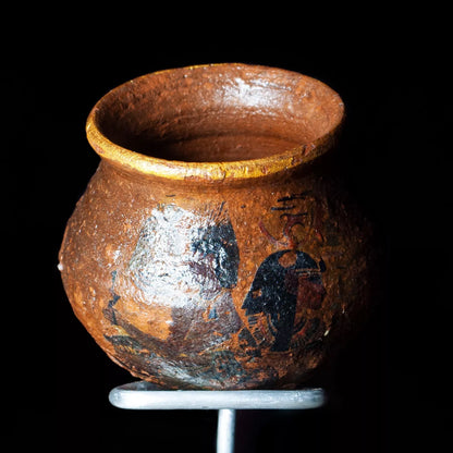 Clay Egyptian Pottery Vase Antique Style Decorative Collectible with Stand - Giftianza