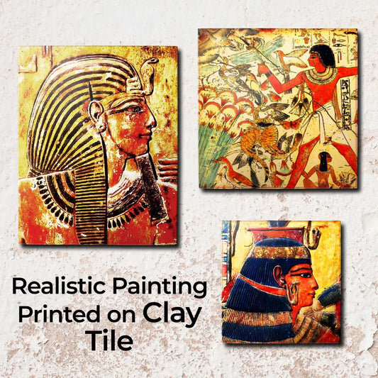 Egyptian Art on Clay Tile – Printed Pharaoh wall decor & Table decor Handcrafted - Giftianza
