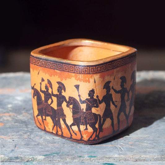 Greek Museum Replica Clay Pottery Mini Vase Uniqe Decorative Collectible 7cmX7cm - Giftianza