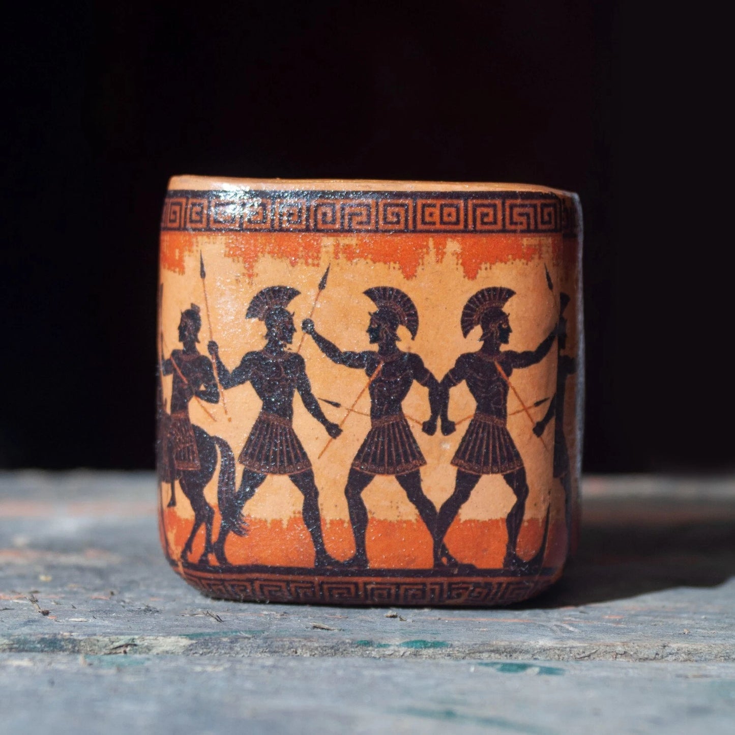 Greek Museum Replica Clay Pottery Mini Vase Uniqe Decorative Collectible 7cmX7cm - Giftianza
