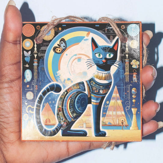 Natural Clay Cat Art Tile – Handmade Ceramic Mini Plaque, Home Decor Collectible - Giftianza