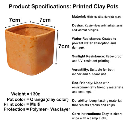 Cubic Clay Plant Pot, Puppy Print Terracotta Cactus Decor Unique Gift  (7x7x7cm) - Giftianza