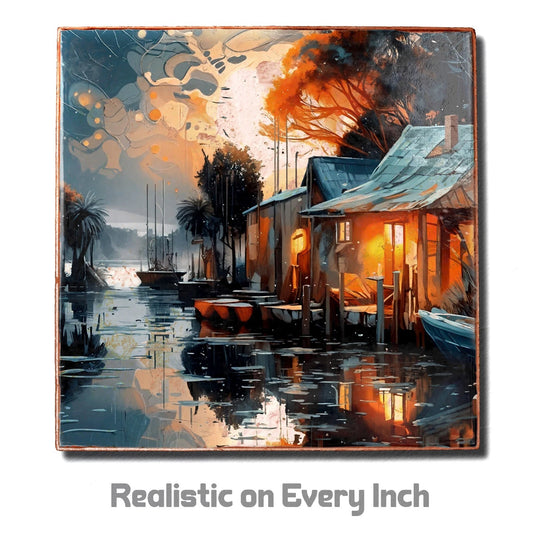 Wall Decor Picture Clay Tile - Hamdmade Nature Art,  Ceramic Plaque collectable - Giftianza