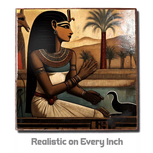 Handmade CLAY Photo Tile | Antique Egypt Home Decor, Mural Collectible Art 8x8" - Giftianza
